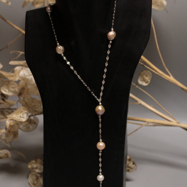 Collier Diana – Argent 925 & 3 perles keshi